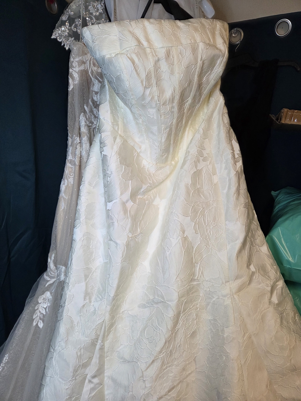 Azazie Kristella Ivory Strapless Floral Jacquard Mermaid Gown Size 16 Nwt - Picture 5 of 7